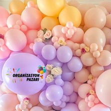 Organizasyon Pazarı Balon Seti Makaron Sarı-Makaron Pembe-Makaron Lila-Makaron Somon 100 Lü Balon Zinciri Seti