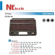 Nt Tools 42 Parça Torx  Allen ve M Tipi Bits Seti S2 Çeliği NCSETBA42S