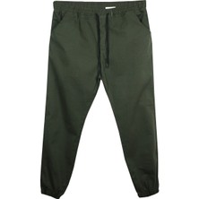 Maruf Shop Erkek Büyük Beden 118 KILO-180 Kilo Arası Için Uygun Bağcıklı Gabardin Jogger Pantolon Haki