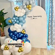 Organizasyon Pazarı Balon Seti Beyaz-Gecemavisi-Fırtınamavisi-Dumangri-Krom Gold 100 Lü Balon Zinciri Seti