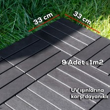 Porsima 1066 Bahçe Balkon Teras Zemin Paspası Banyo Paspası 12'li Dış Mekan Yer Karosu Antrasit