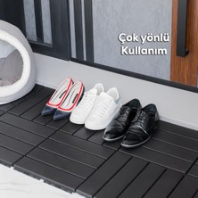 Porsima 1066 Bahçe Balkon Teras Zemin Paspası Banyo Paspası 12'li Dış Mekan Yer Karosu Antrasit