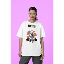 One Piece Anime Baskılı Unisex Tişört, Oversize Anime Karakter Tişört