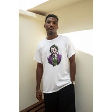 Joker Baskılı Oversize Tişört, Unisex Tişört