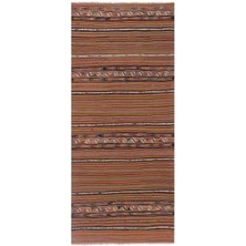 Etnik Bulvar El Dokuma Kilim Çizgi Desenli Halı 166 x 369 cm
