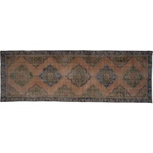 Etnik Bulvar El Dokuma Geometrik Desenli Uzun Yolluk Halı 129 x 375 cm