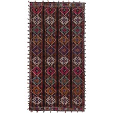 Etnik Bulvar El Dokuma Kilim Karapınar Yöresi Geometrik Desenli Halı 162 x 323 cm