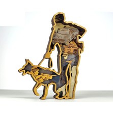 Wood-X Ahşap Mdf Çok Katmanlı Polis ve Köpeği Dekoratif Obje