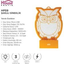 House Pratik Şarjlı Sineklik HP59