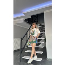 Kadın Leopar Desenli Sportif Şortlu Alt Üst Takım