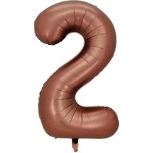 Parti Aşkı Retro Renkler Soft Kahverengi 2 Yaş Folyo Doğum Günü Rakam Balon 32 İnç 30 Cm -  Bohem Tarz Konsept Parti Balonu