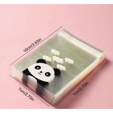 Çet Pack 50 Adet Panda Desenli Şeker Kurabiye Poşeti Baby Shower Doğum Günü Hediye Paketi Jelatini Bijuteri 10X7