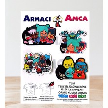 Armacı Amca Ütü Ile Yapışan 4 Adet Örme Kumaş Arma Yırtık Kapatıcı Pratik Yama Tekstil Patch Renkli Çizgi Karakter