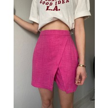 Nice Boutique Yüksek Bel Keten Kadın Şort Etek