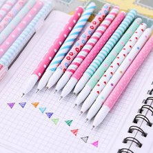 Keyfim Shop Yeni Seri Kalp Çiçek ve Çizgili Desenli 10LU Jel Kalem Seti