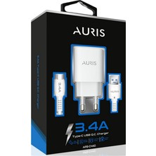 Ev Tipi 3.4A USB / Type-C Beyaz Hızlı Şarj Cihazı Takımı