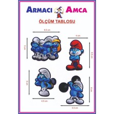 Armacı Amca Ütü Ile Yapışan 4 Adet Örme Kumaş Arma Yırtık Kapatıcı Pratik Yama Tekstil Patch Şirin Tatlı Maviş Çizgi Film