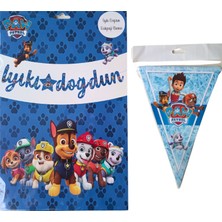 Ngüzel Party Paw Patrol Iyi Ki Doğdun Kaligrafi Banner ve Üçgen Flama Seti