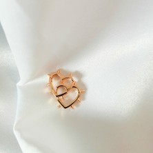 Kilig Jewelry Kadın Vip Çelik Gold Zımba Detay Kalp Küpe 20MM