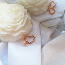 Kilig Jewelry Kadın Vip Çelik Gold Zımba Detay Kalp Küpe 20MM