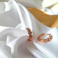 Kilig Jewelry Kadın Vip Çelik Gold Kalp Taş Detay Halka Küpe 18MM