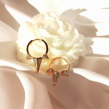 Kilig Jewelry Kadın Vip Çelik Gold Üçgen Taş Detay Küpe 30MM