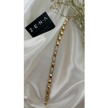 Zena Accessories Zirkon Taş Detaylı Çelik Altın Bileklik