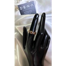 Zena Accessories Zincir Model Zirkon Detaylı Çelik Yüzük