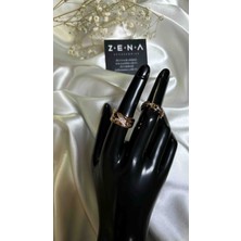 Zena Accessories Zincir Model Zirkon Detaylı Çelik Yüzük