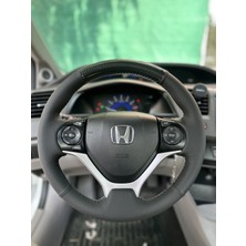 İmza Honda Civic Fb7 Araca Özel Dikmeli Direksiyon Kılıfı (Mikrofiber Kristal Karbon)
