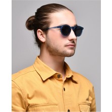 Jatelier Bast Mat Mavi Yuvarlak Unısex Güneş Gözlüğü