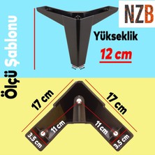 Nzb Mobilya Yükseltici Tv Ünitesi Çekyat Koltuk Kanepe Destek Ayağı 12 cm Siyah Baza Ayak 12'li Set