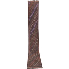 Etnik Bulvar El Dokuma Geometrik Desenli Uzun Yolluk Kilim 65 x 490 cm