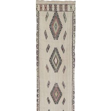 Etnik Bulvar El Dokuma Geometrik Desenli Uzun Yolluk Kilim 58 x 417 cm