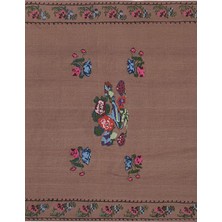 Etnik Bulvar El Dokuma Karapınar Yöresi Çiçek Desenli kilim 123 x 155 cm