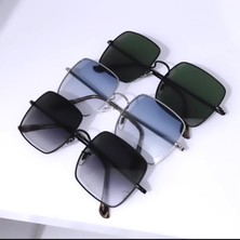 Ayel Glasses Kare  Unisex Güneş Gözlüğü Metal Çerçeve Mavi  Degrade  Cam