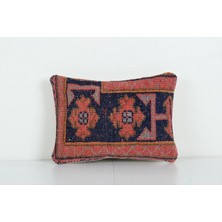 Etnik Bulvar Kırmızı Renkli Geometrik El Dokuma Kilim Kırlent Kılıf 27 x 36 cm