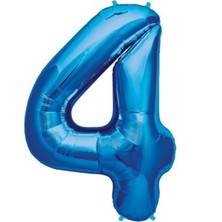 Parti Aşkı Mavi Renk 4 Yaş Rakam Folyo Balon 34 Inç 80 cm & Erkek Çocuk Parti Balonu Helyuma Uyumlu