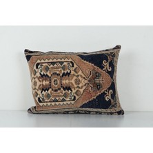 Etnik Bulvar Kahverengi Renkli Geometrik El Dokuma Kilim Kırlent Kılıf 40 x 55 cm