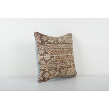 Etnik Bulvar Kahverengi Renkli Geometrik El Dokuma Kilim Kırlent Kılıf (Içliksizdir) 45 x 45 cm