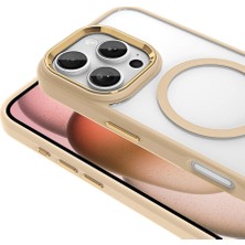 Apple iPhone 16 Pro Max Kılıf Wireless Şarj Özellikli Zore Krom Magsafe Silikon Kapak-Gold