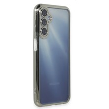 Samsung Galaxy A25 Kılıf Kenarları Renkli Kamera Çıkıntılı Kapak - Gümüş + Ekran Koruyucu