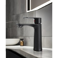 Siyah Lavabo Bataryası Black Paslanmaz Garantili Musluk Prinç Aç Kapa Ergonomik