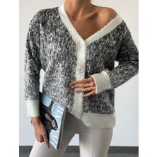 Nice Boutique Taş Detaylı Desenli Oversize Yumoş Kadın Hırka