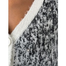 Nice Boutique Taş Detaylı Desenli Oversize Yumoş Kadın Hırka