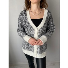 Nice Boutique Taş Detaylı Desenli Oversize Yumoş Kadın Hırka
