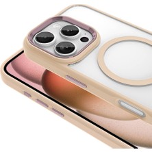 NSM Tech Apple iPhone 16 Pro Kılıf Wireless Şarj Özellikli Zore Krom Magsafe Silikon Kapak-Rose Gold