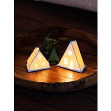 MegArt3D Noel Kış Evleri Seti – 2li Kış Evleri + Çam Ağacı Hediyeli Dekoratif Yılbaşı Süsleri Tealight Mumluk