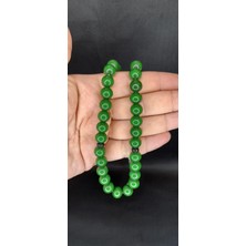 Anemore Collection Çubuk Kehribar Tesbih Yeşil Renk Küre Kesim 10MM T-409