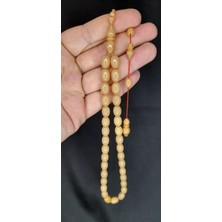 Anemore Collection Sıkma Kehribar Tesbih Krem Renk Kapsül Kesim T-382